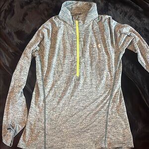 Under Armour Heathered Gray Pullover with Yellow Zip